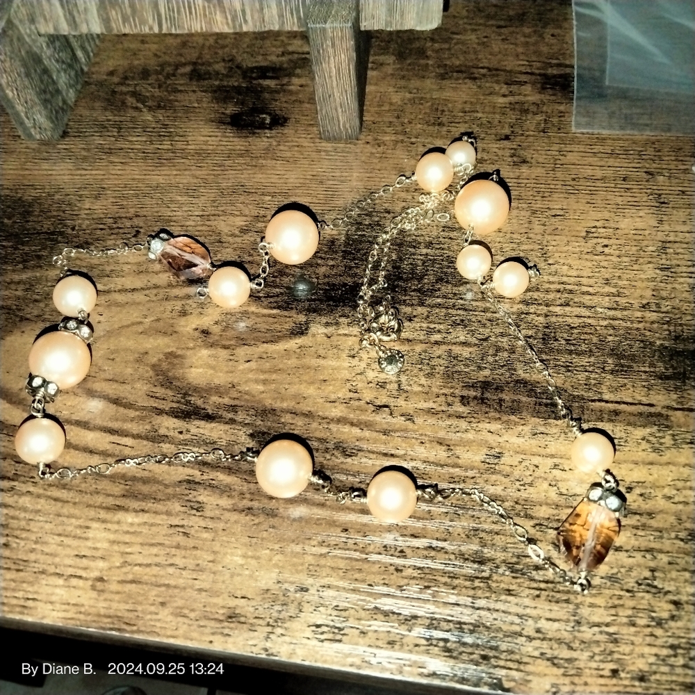 J. Crew Vintage Faux Pearl & Rhinestone Necklace